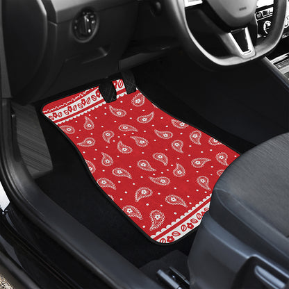Red And White Paisley Bandana Print Front Car Floor Mats
