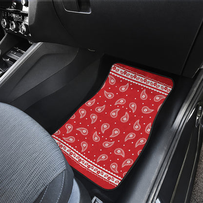Red And White Paisley Bandana Print Front Car Floor Mats