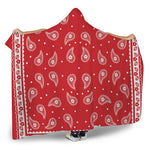 Red And White Paisley Bandana Print Hooded Blanket