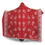 Red And White Paisley Bandana Print Hooded Blanket