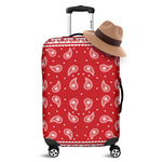 Red And White Paisley Bandana Print Luggage Cover