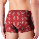 Red And White Paisley Bandana Print Men's Boxer Briefs
