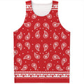 Red And White Paisley Bandana Print Men's Tank Top