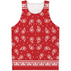 Red And White Paisley Bandana Print Men's Tank Top