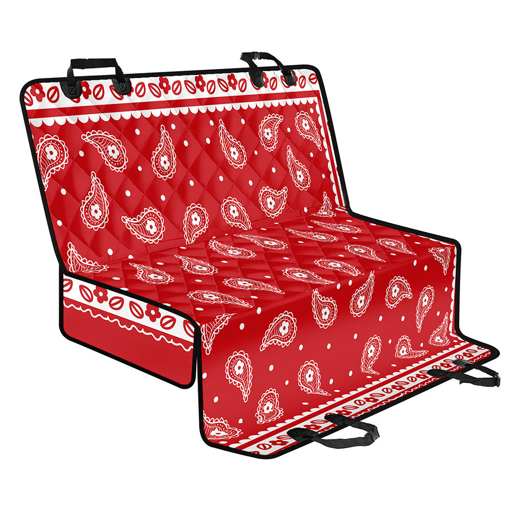 Red And White Paisley Bandana Print Pet Car Back Seat Cover