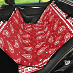 Red And White Paisley Bandana Print Pet Car Back Seat Cover