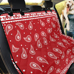 Red And White Paisley Bandana Print Pet Car Back Seat Cover