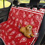Red And White Paisley Bandana Print Pet Car Back Seat Cover