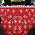 Red And White Paisley Bandana Print Pet Car Back Seat Cover