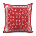 Red And White Paisley Bandana Print Pillow Cover