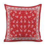 Red And White Paisley Bandana Print Pillow Cover