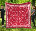Red And White Paisley Bandana Print Quilt