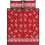 Red And White Paisley Bandana Print Quilt Bed Set