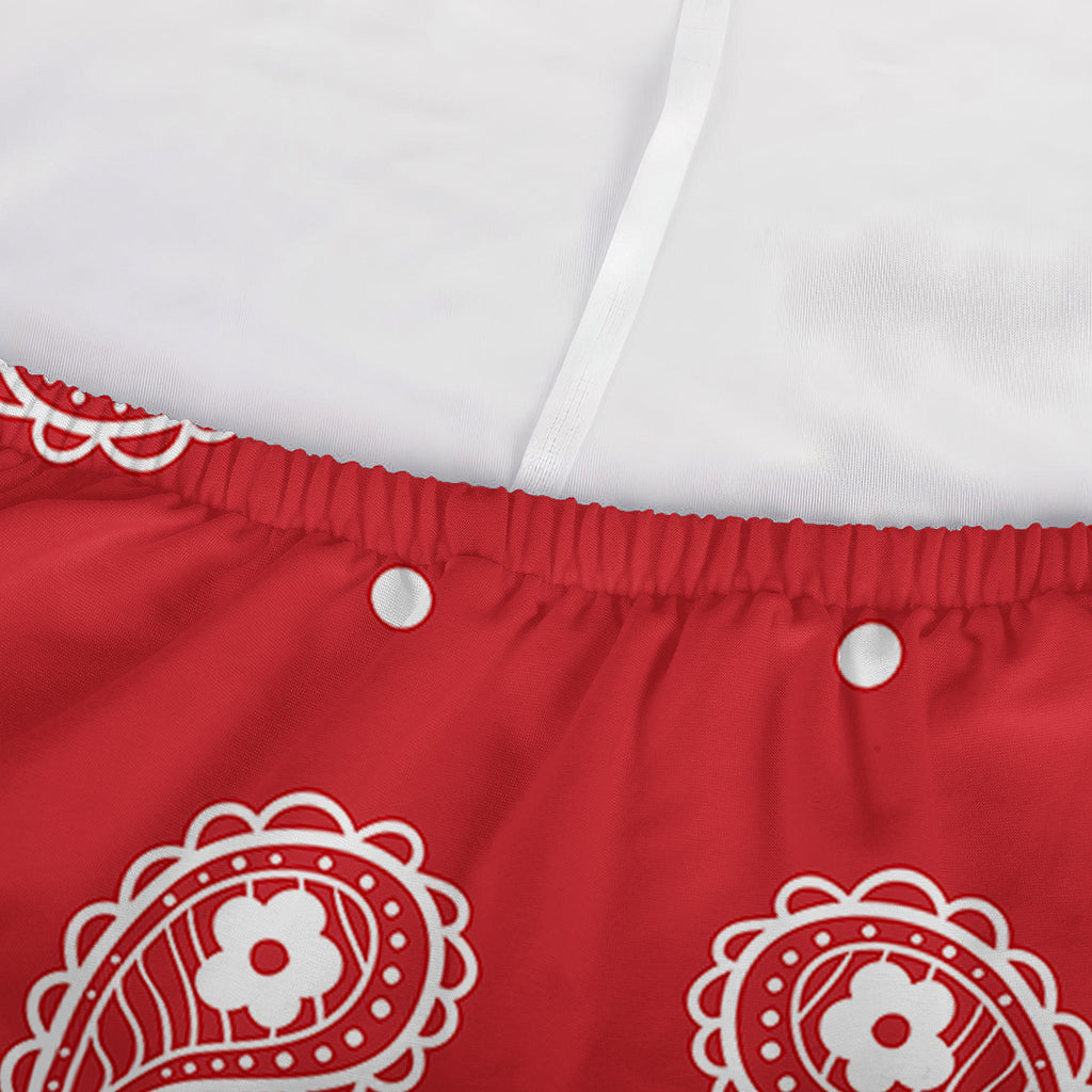 Red And White Paisley Bandana Print Sofa Cover