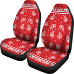 Red And White Paisley Bandana Print Universal Fit Car Seat Covers