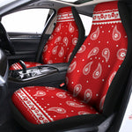 Red And White Paisley Bandana Print Universal Fit Car Seat Covers