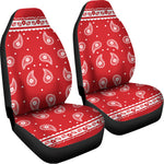 Red And White Paisley Bandana Print Universal Fit Car Seat Covers