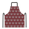 Red And White Paw Knitted Pattern Print Apron