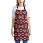 Red And White Paw Knitted Pattern Print Apron