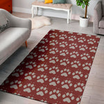 Red And White Paw Knitted Pattern Print Area Rug