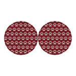 Red And White Paw Knitted Pattern Print Car Coasters