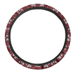 Red And White Paw Knitted Pattern Print Car Steering Wheel Cover
