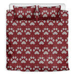 Red And White Paw Knitted Pattern Print Duvet Cover Bedding Set