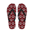 Red And White Paw Knitted Pattern Print Flip Flops