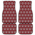 Red And White Paw Knitted Pattern Print Front and Back Car Floor Mats