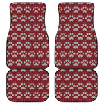 Red And White Paw Knitted Pattern Print Front and Back Car Floor Mats