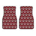 Red And White Paw Knitted Pattern Print Front Car Floor Mats