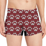 Red And White Paw Knitted Pattern Print Men's Boxer Briefs