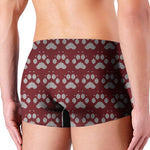 Red And White Paw Knitted Pattern Print Men's Boxer Briefs