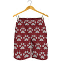 Red And White Paw Knitted Pattern Print Men's Shorts