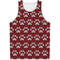 Red And White Paw Knitted Pattern Print Men's Tank Top