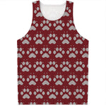 Red And White Paw Knitted Pattern Print Men's Tank Top
