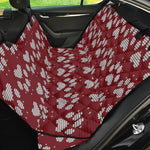 Red And White Paw Knitted Pattern Print Pet Car Back Seat Cover