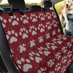 Red And White Paw Knitted Pattern Print Pet Car Back Seat Cover