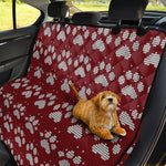 Red And White Paw Knitted Pattern Print Pet Car Back Seat Cover