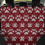 Red And White Paw Knitted Pattern Print Pet Car Back Seat Cover