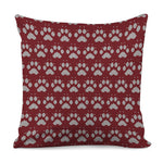 Red And White Paw Knitted Pattern Print Pillow Cover