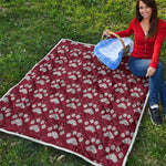 Red And White Paw Knitted Pattern Print Quilt