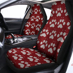Red And White Paw Knitted Pattern Print Universal Fit Car Seat Covers