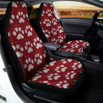 Red And White Paw Knitted Pattern Print Universal Fit Car Seat Covers