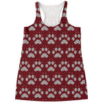 Red And White Paw Knitted Pattern Print Women's Racerback Tank Top