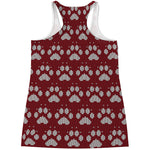 Red And White Paw Knitted Pattern Print Women's Racerback Tank Top