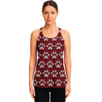 Red And White Paw Knitted Pattern Print Women's Racerback Tank Top