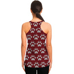 Red And White Paw Knitted Pattern Print Women's Racerback Tank Top