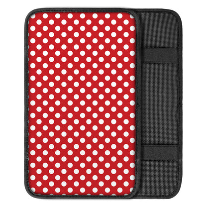 Red And White Polka Dot Pattern Print Car Center Console Cover
