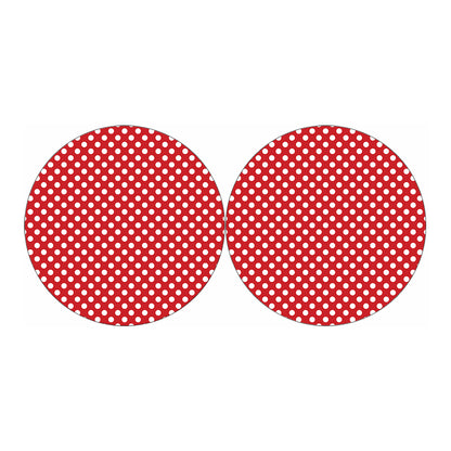 Red And White Polka Dot Pattern Print Car Coasters